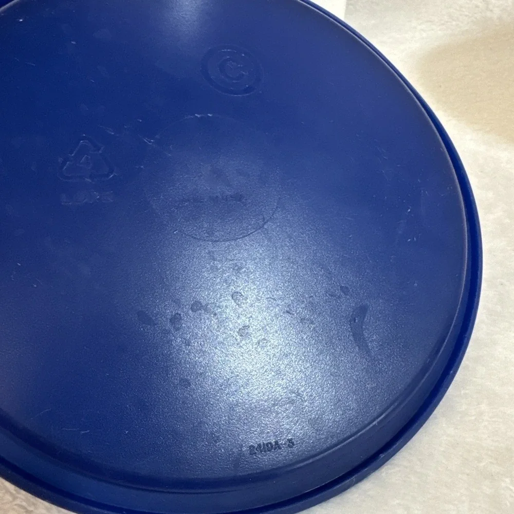 Tupperware White Canister Set 2 Piece Blue‎ Lids 2418B 2420B